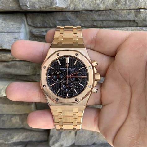 ap watch rose gold black dial